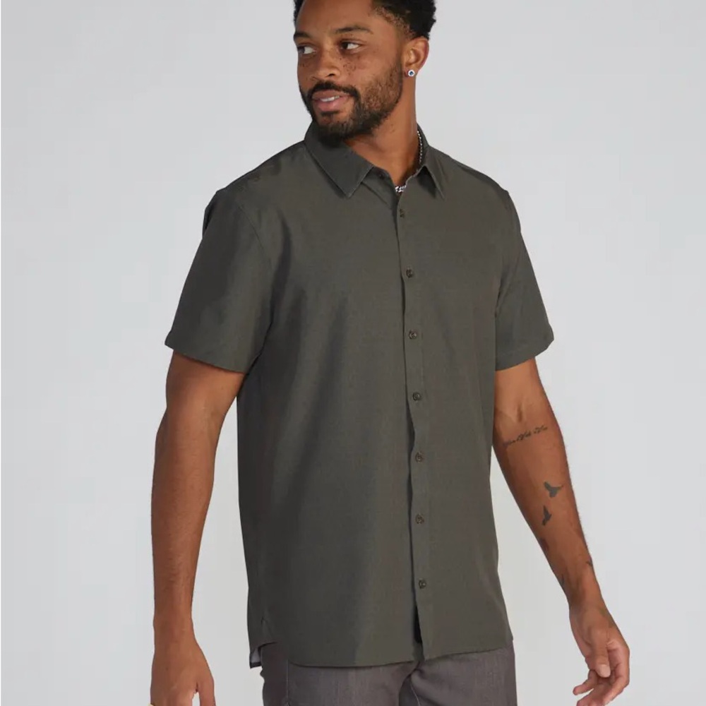BYLT Men's Riviera Button Down Short Sleeve Shirt in Lugs Color
